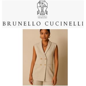 Brunello Cucinelli Cashmere Sleeveless Shawl Cardigan Speckled Knit Vest Double
